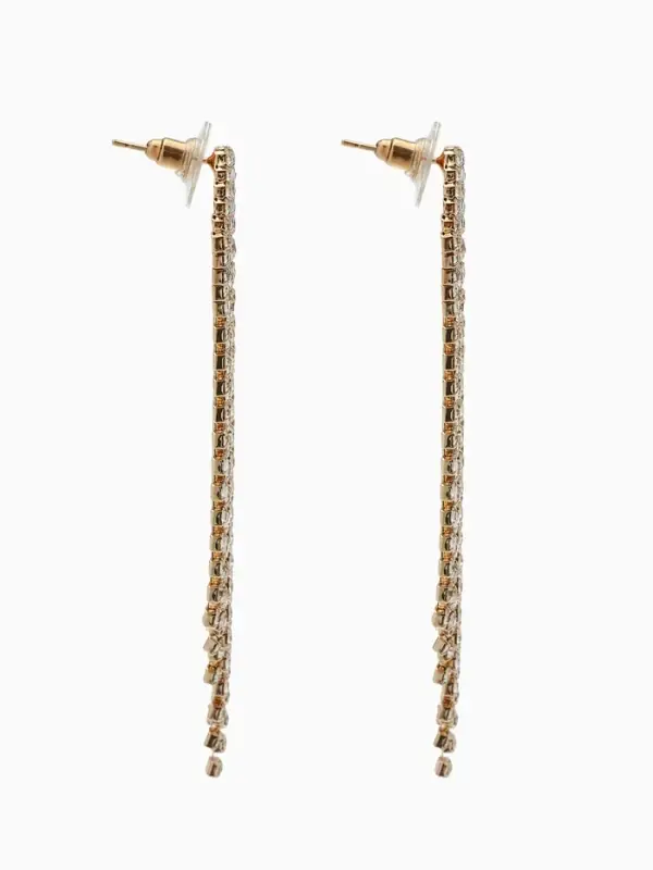 Серьги висячие со стразами &laquo;Водопад&raquo;, мягкий ромб, белые в серебре