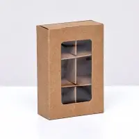 Коробка для 6 конфет, 8.7×5.8×2.5 см, Тонкие разделители, крафт