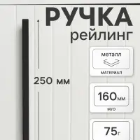 Ручка-рейлинг квадрат CAPPIO, м/о 160 мм, L=250 мм, цвет черный