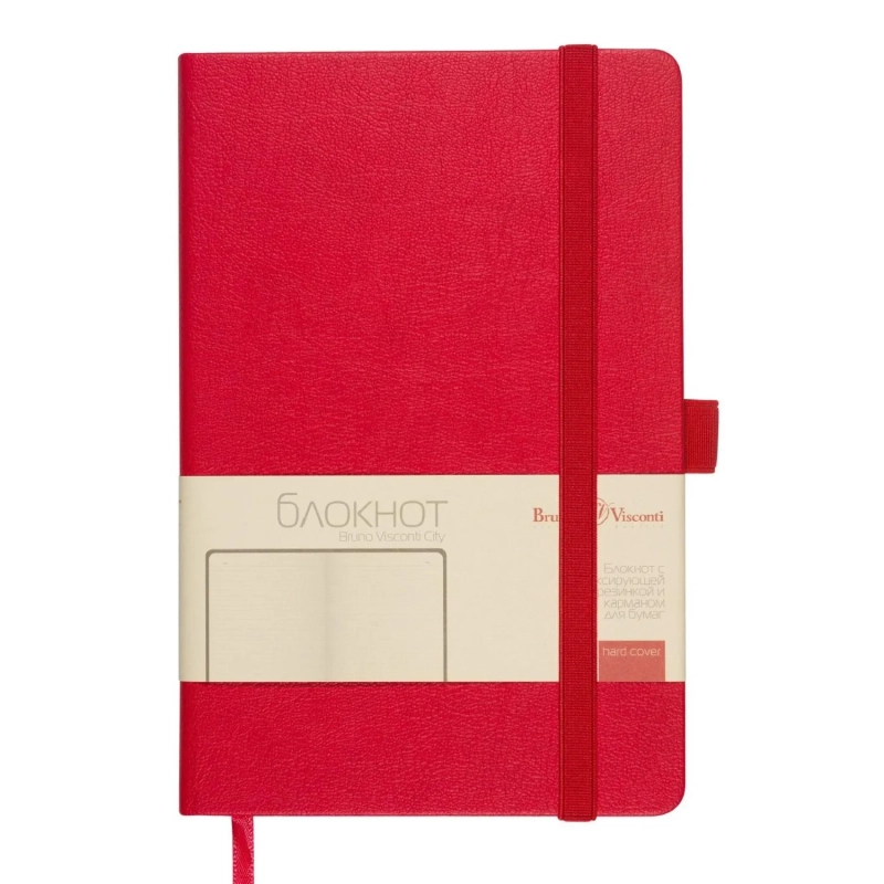 Блокнот А5 80л Bruno Visconti CITY на резинке красный 3-698/03