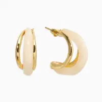 Серьги акрил "Стиль" полукольцо, цвет белый в золоте