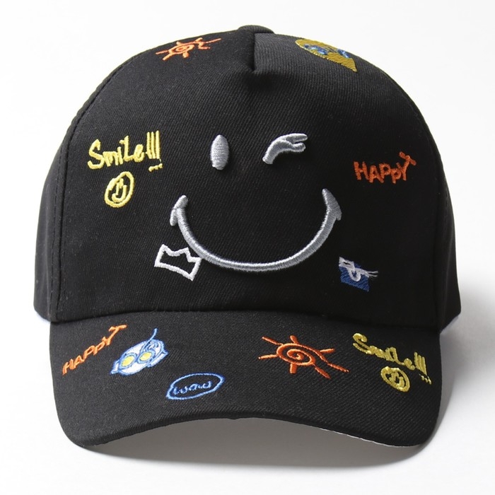 Кепка детская MINAKU Кепка детская MINAKU "Смайл", цв. черный, р-р 44-46
