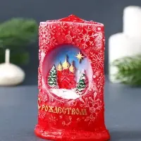 Свеча декоративная &laquo;Снежное Рождество&raquo; 7&times;4&times;10.5 см, красный