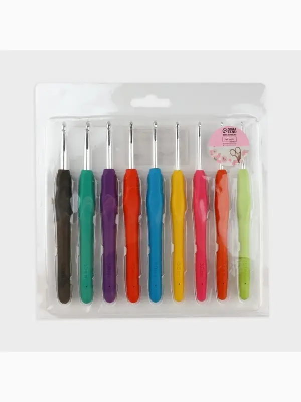 Набор крючков для вязания, d=2-6 мм, 14 см, 9 шт., разноцветный
