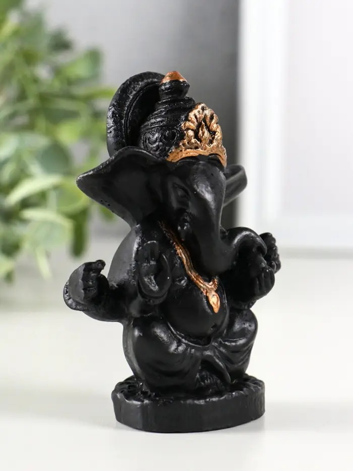 Фигура гипс "Ганеш" 9х8 см, черный Фигура гипс "Ганеш" 9х8 см, черный