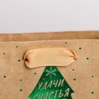 Пакет подарочный новогодний крафтовый «Ёлочка нарядная», S 12×15×5.5 см Пакет подарочный новогодний крафтовый «Ёлочка нарядная», S 12×15×5.5 см