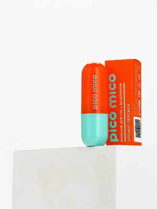 Бальзам для губ с вазелином, аромат: персик, 3.8 г, PICO MICO