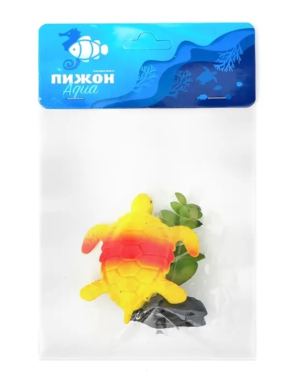 Набор декора для аквариума "Черепаха и трава"