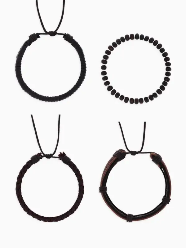 Набор браслетов &laquo;Фита&raquo;, 4 шт. кожа, коричневый, d=7.5 см