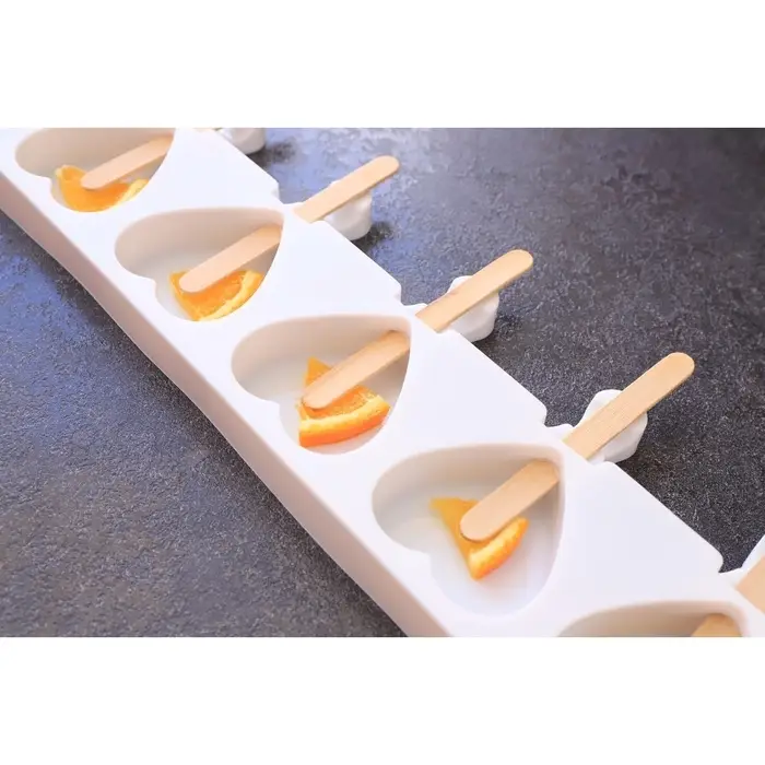 Форма для мороженого Доляна &laquo;Сердца. Макси&raquo;, силикон, 49&times;6.5&times;2 см, 8 ячеек, палочки 50 шт., белая