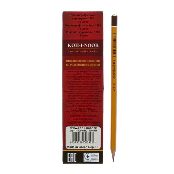 Карандаш чернографитный 2.5 мм, Koh-I-Noor 1500 4B, профессиональный, L=175 мм Карандаш чернографитный 2.5 мм, Koh-I-Noor 1500 4B, профессиональный, L=175 мм