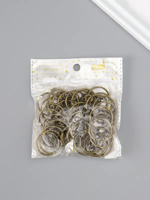 Основа для брелока кольцо металл с цепочкой бронза 2,5х2,5 см набор 40 шт