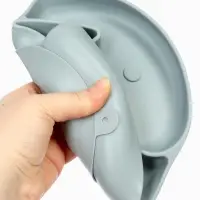 Силиконовая тарелка секционная детская, серая