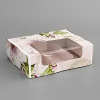 Коробка складная под 3 эклера &laquo;Цветочки&raquo;, 24.8&times;15&times;7 см