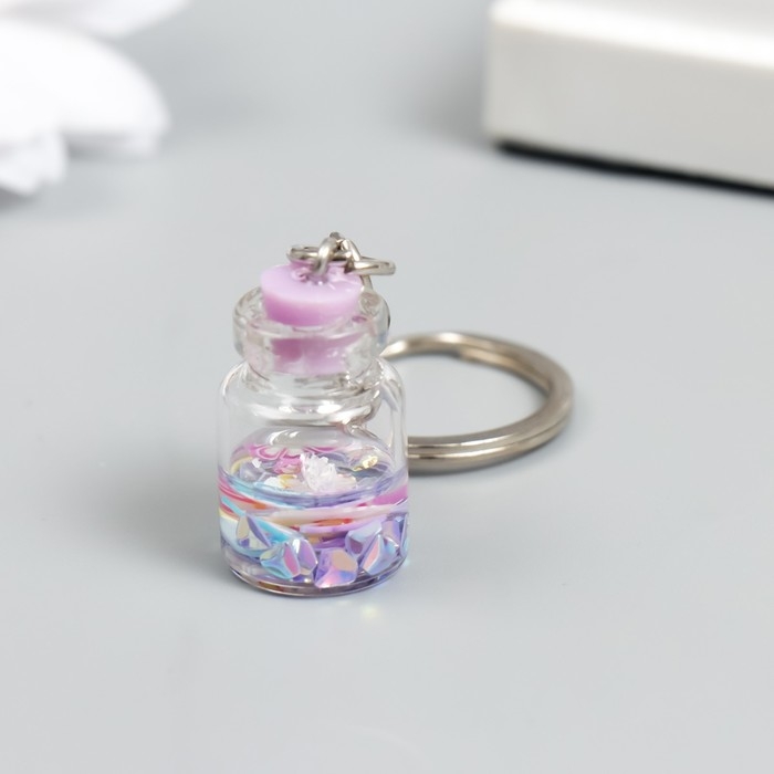 Брелок пластик  Брелок пластик "Цветочки в бутылочке" сирень 2,4х1,5х1,5 см