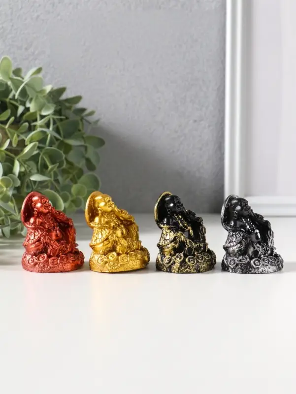 Сувенир полистоун "Хотей с зонтом" набор 4 шт 4,5х4,8х5,6 см