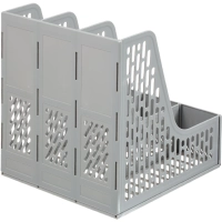 Лоток вертикальный д/бумаг Deli E9843,сбор,3отд,сер,250x257x275мм,пл