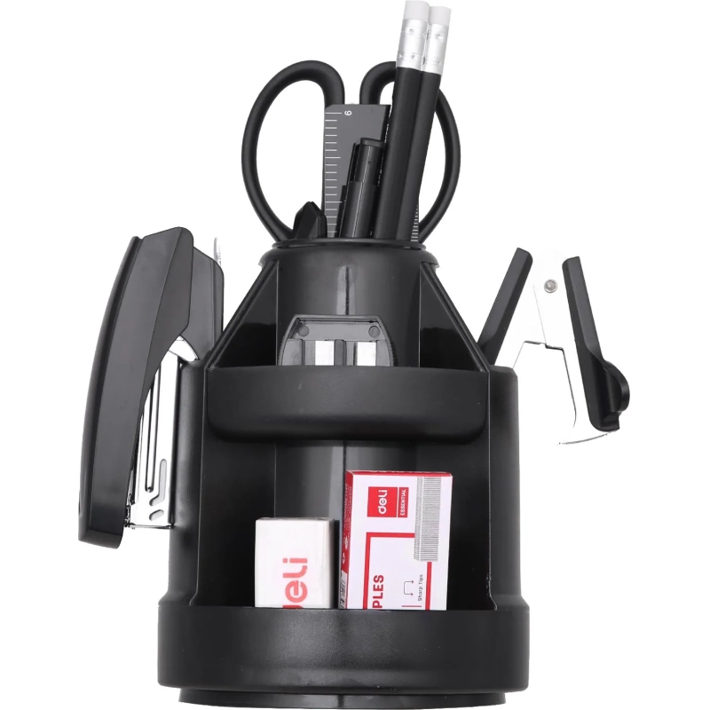 Набор настольный Deli E38250A 15 предметов черный вращающийся