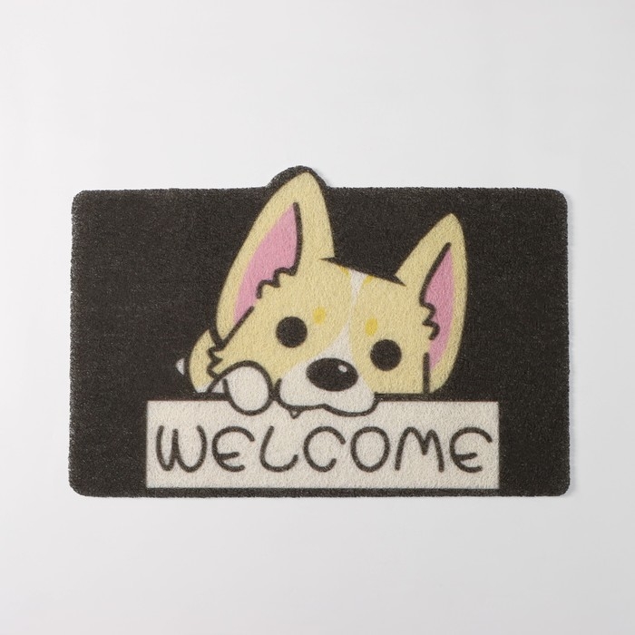 Коврик придверный грязезащитный Доляна «Корги», 40×60 см, цвет МИКС Коврик придверный грязезащитный Доляна «Корги», 40×60 см, цвет МИКС