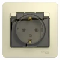 GLOSSA Розетка с заземлением со шторками с крышкой в сборе бежевая IP20