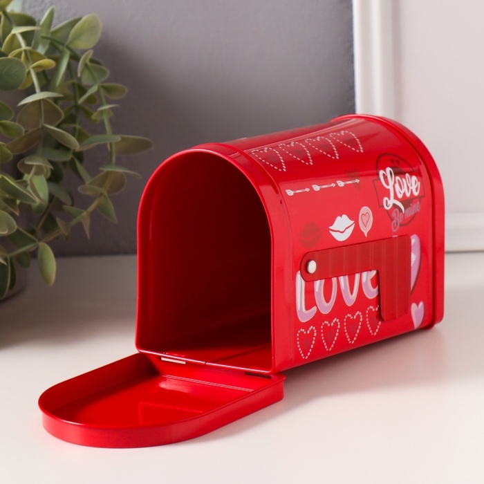 Шкатулка металл почтовый ящик Шкатулка металл почтовый ящик "Love" красная 13,3х8х9,5 см