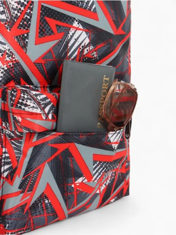 Рюкзак школьный на молнии, с карманами, с принтом, 30&times;13&times;42 см, чёрный