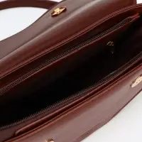 Сумка женская мессенджер на магните, 23&times;8&times;16 см, красно-коричневая