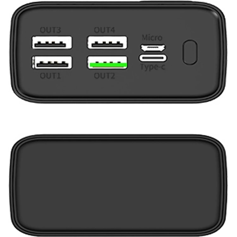 Внешний аккумулятор PERO PB07 30000 mAh,Li-Pol,output USB-C + 4USB-A,черный