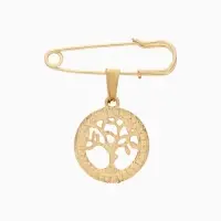 Булавка-оберег с подвеской &laquo;Дерево жизни&raquo;, 3.5 см, белая в золоте