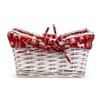 Корзина плетеная 37 х 28 х 18 см, ручка h=13 см белая, НГ ткань красный Корзина плетеная 37 х 28 х 18 см, ручка h=13 см белая, НГ ткань красный