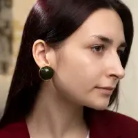 Серьги акрил &laquo;Стиль&raquo;, круг, зелёные в золоте