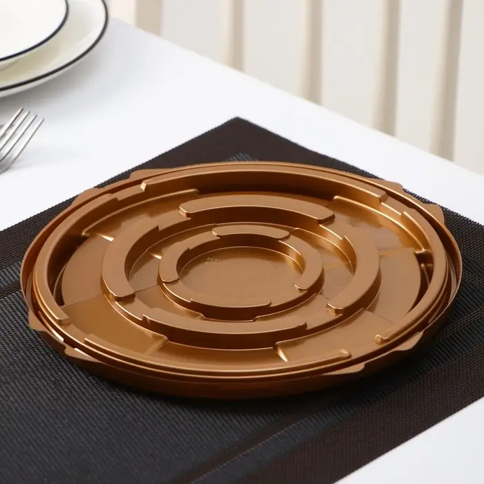 Дно для тортницы пластиковое одноразовое ПР-Т-193, 11×10×7 см, внутренний 22,5×19,4×10 см, цвет золотой, 200 шт/уп