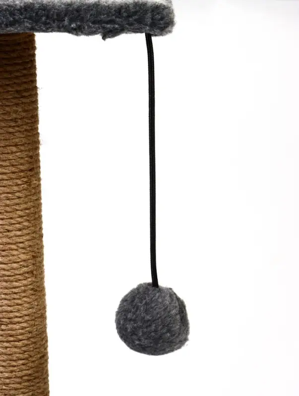 Когтеточка - столбик Petmil &laquo;Релакс&raquo;, 60&times;35&times;35 см, с полкой - лежанкой и игрушкой, джут, серая