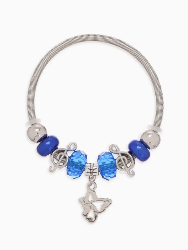 Браслет с шармами &laquo;Марджери. Бабочка&raquo;, d=6.5 см, синий в серебре