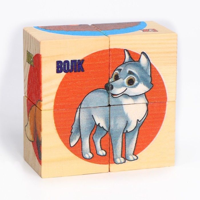 Кубики из натурального дерева «Лесные жители»
