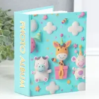 Фотоальбом на 100 фото 10х15 см "Зверушки и облачка" 4,5х12,5х16,5 см