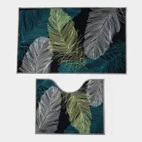 Коврики для ванной и туалета Доляна &laquo;Пёрышки&raquo;, 2 шт., 50&times;80 см, 50&times;40 см, форма МИКС