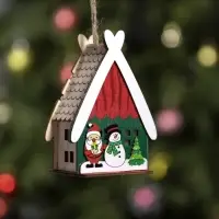 Ёлочная игрушка &laquo;Домик со снеговиком&raquo;, 7.7&times;11&times;6 см, 1 LED, от батареек, свечение тёплое белое