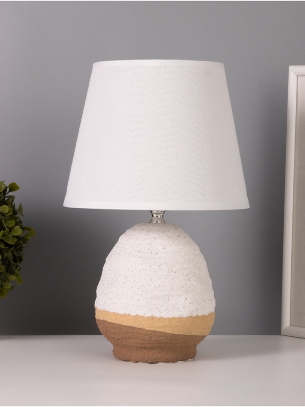 Лампа настольная Лампа настольная "Скала" 1х40Вт Е27 бежевый/белый 20х20х32см