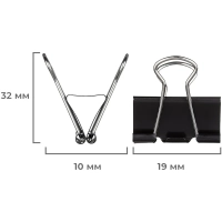 Зажимы для бумаг ассорти (19мм,25мм,32мм), 10шт/уп Attache, европодвес