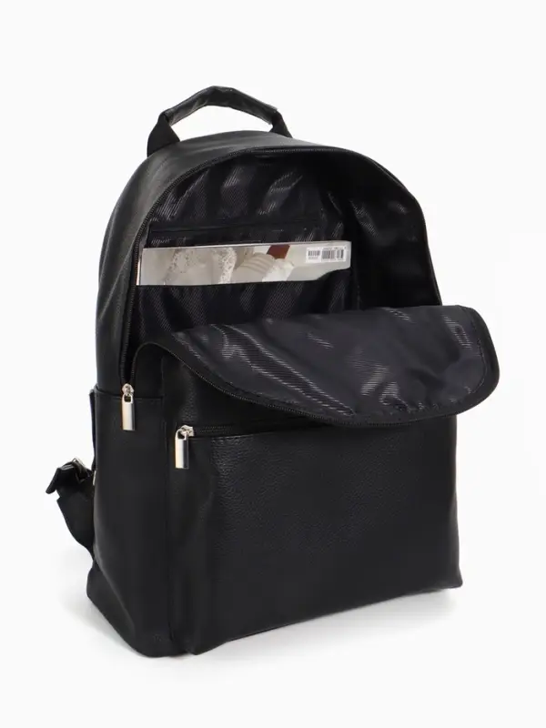 Рюкзак городской TEXTURA на молнии с карманом, размер 30&times;17&times;42 см, чёрный