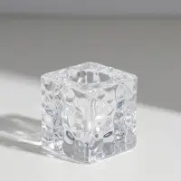 Подсвечник стекло на 1 свечу "Куб. Лёд" прозрачный d=2 см 4х4х4 см