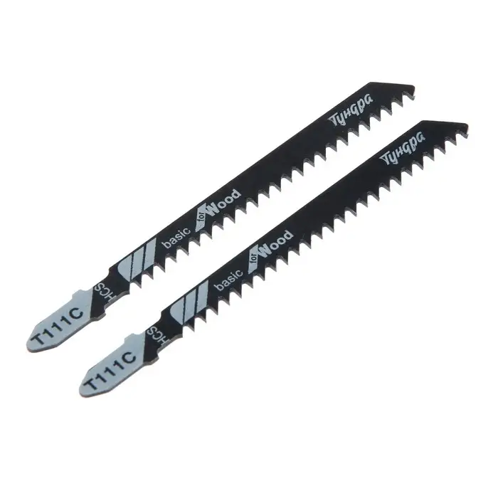 Пилки для лобзиков ТУНДРА, по дереву, прямой грубый рез, HCS, 75/100&times;3 мм, 2 шт.