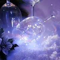 Гирлянда «Нить» 3 м, роса. IP20, серебристая нить. 30 LED, от батареек AG13×3, 3 режима, свечение белое