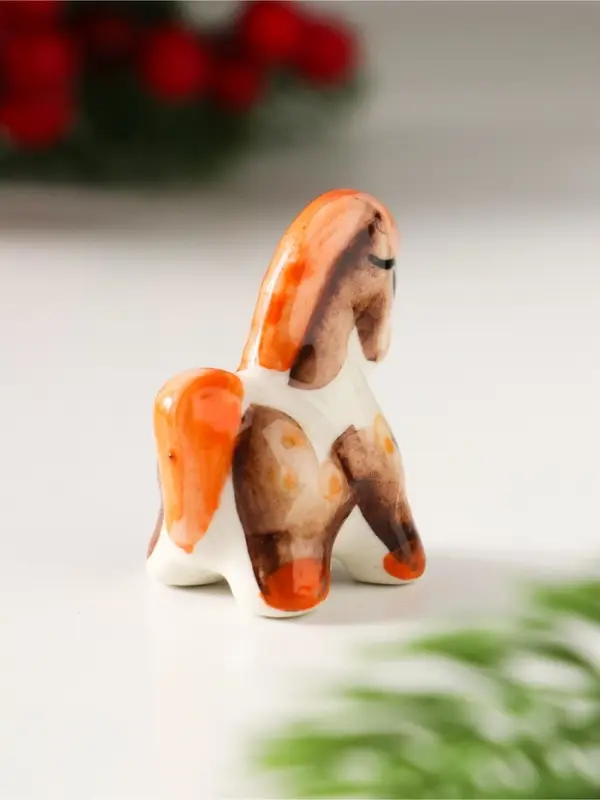 Сувенир Лошадка Кроха, 4х4х2,5 см, гжель, цвет Сувенир Лошадка Кроха, 4х4х2,5 см, гжель, цвет