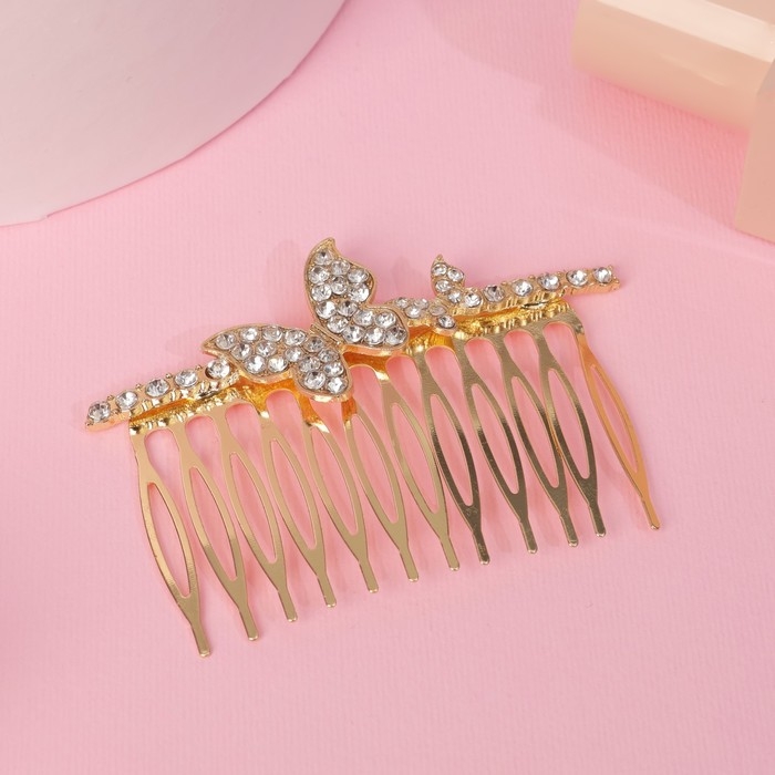 Гребень для волос  Гребень для волос "Либерти" бабочка блеск, 5х7,5 см, золото