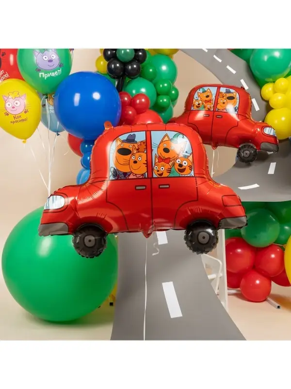 Воздушный шар фольгированный 30 Воздушный шар фольгированный 30" «Три Кота, автомобиль»