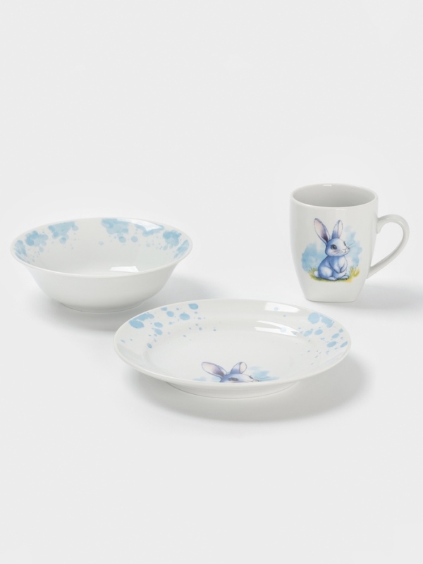 Набор посуды 3 предм. Зайка Голубой И.У. Набор посуды 3 предм. Зайка Голубой И.У.