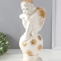 Фигура гипс &laquo;Ангел на шаре&raquo;, белый, 14&times;15&times;40 см