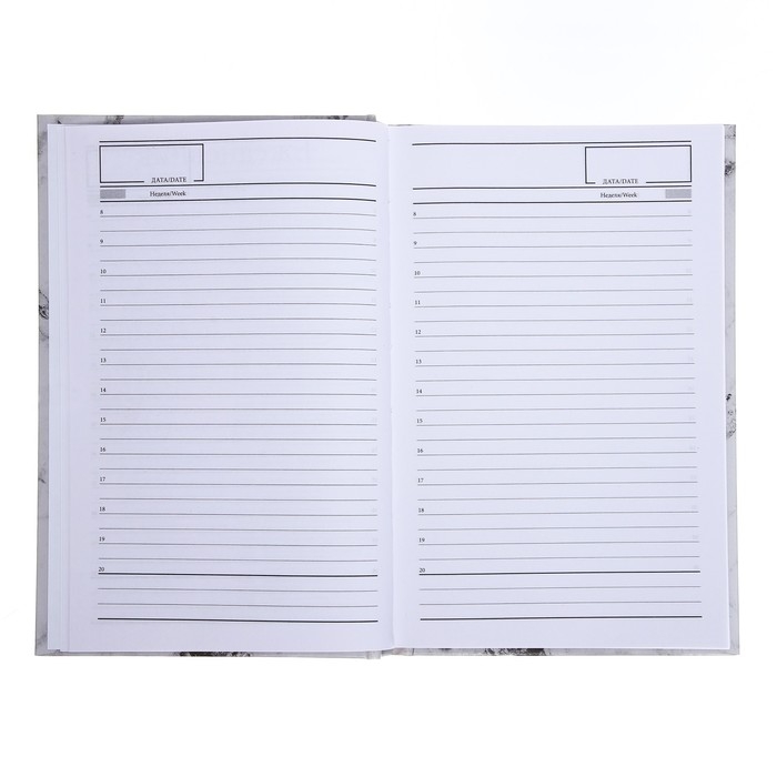 Ежедневник недатированный А5, 128 листов Ежедневник недатированный А5, 128 листов "БЕЛЫЙ МРАМОР", твёрдая обложка, глянцевая ламинация